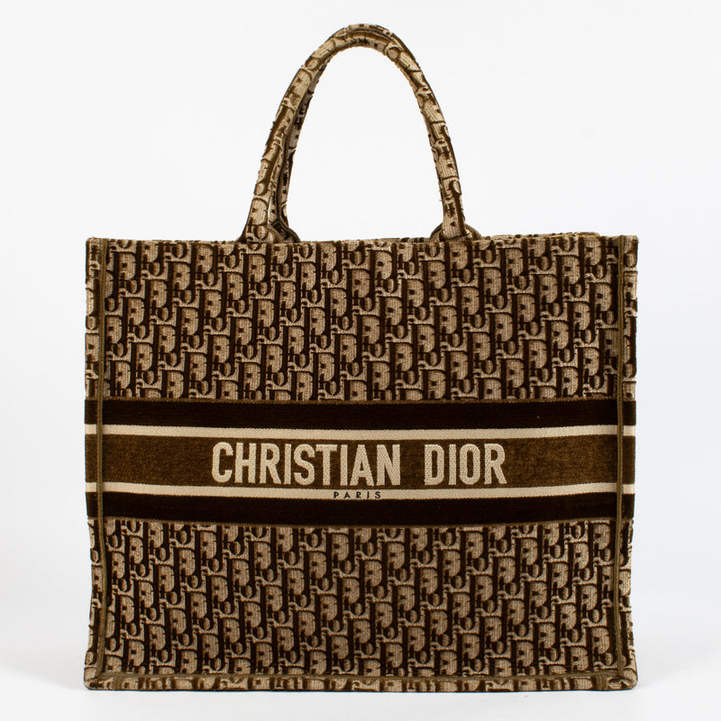 Christian Dior Brown Velvet Large Book Tote