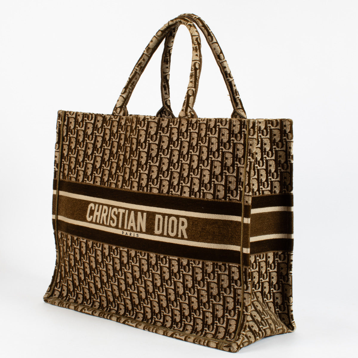 Cabas Christian Dior grand format en velours marron