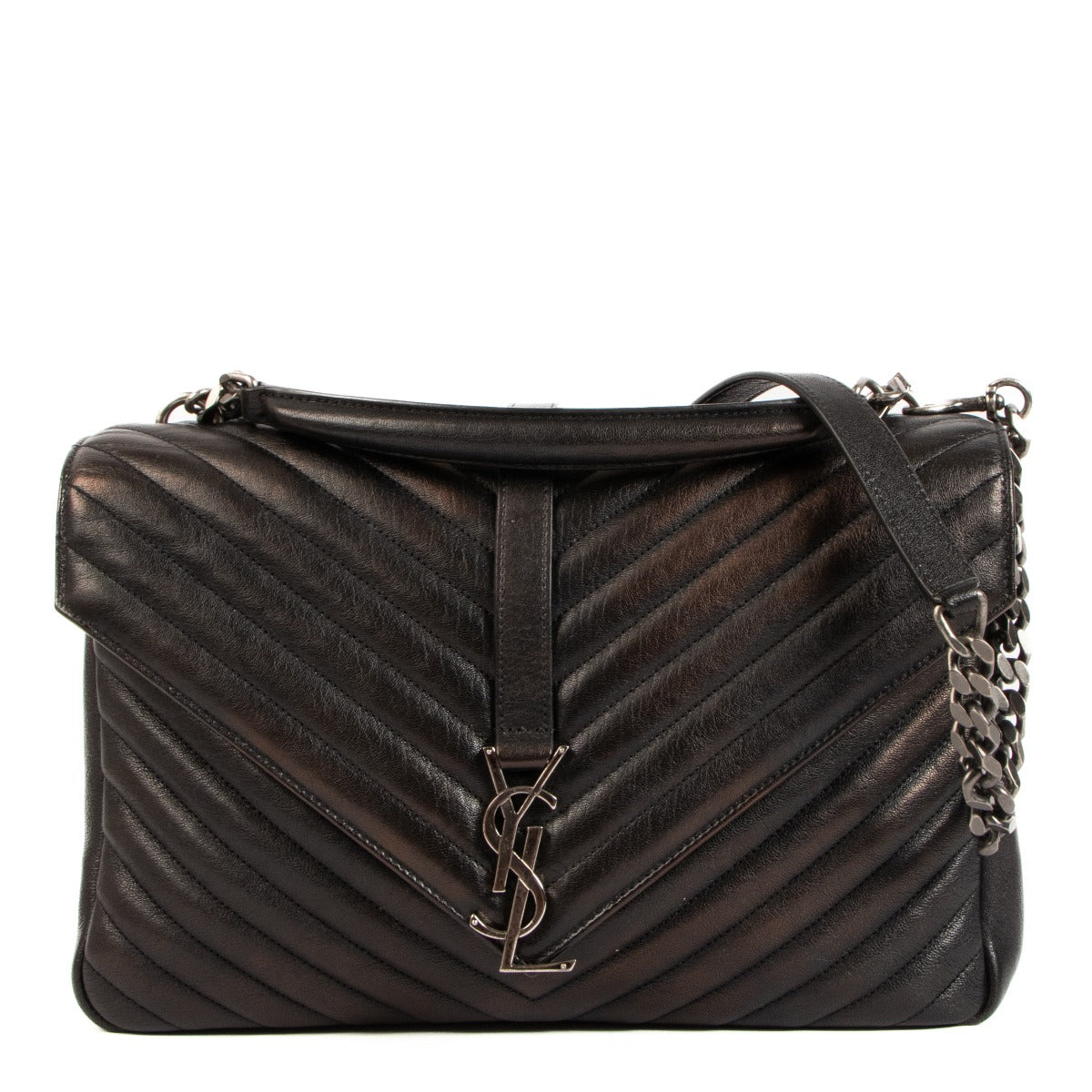 Buy an authentic Saint Laurent Black College Large Chain Shoulder Bag on LabelLov.com