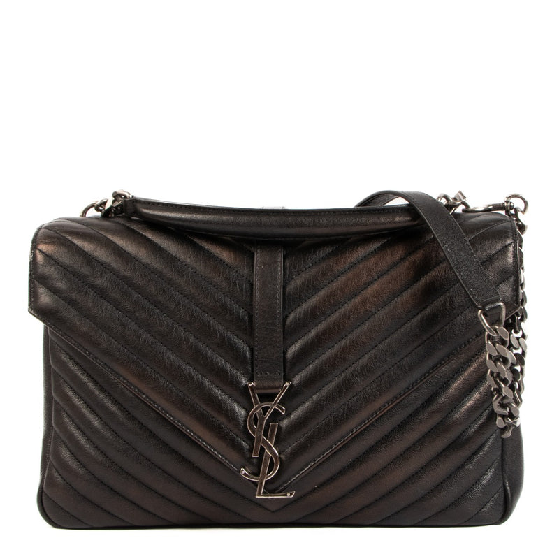 Buy an authentic Saint Laurent Black College Large Chain Shoulder Bag on LabelLov.com