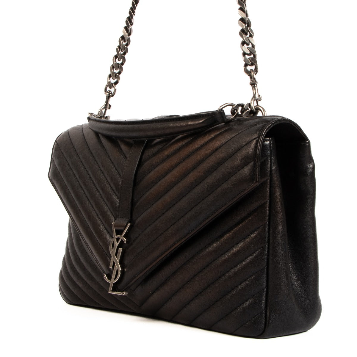Buy an authentic Saint Laurent Black College Large Chain Shoulder Bag on LabelLov.com