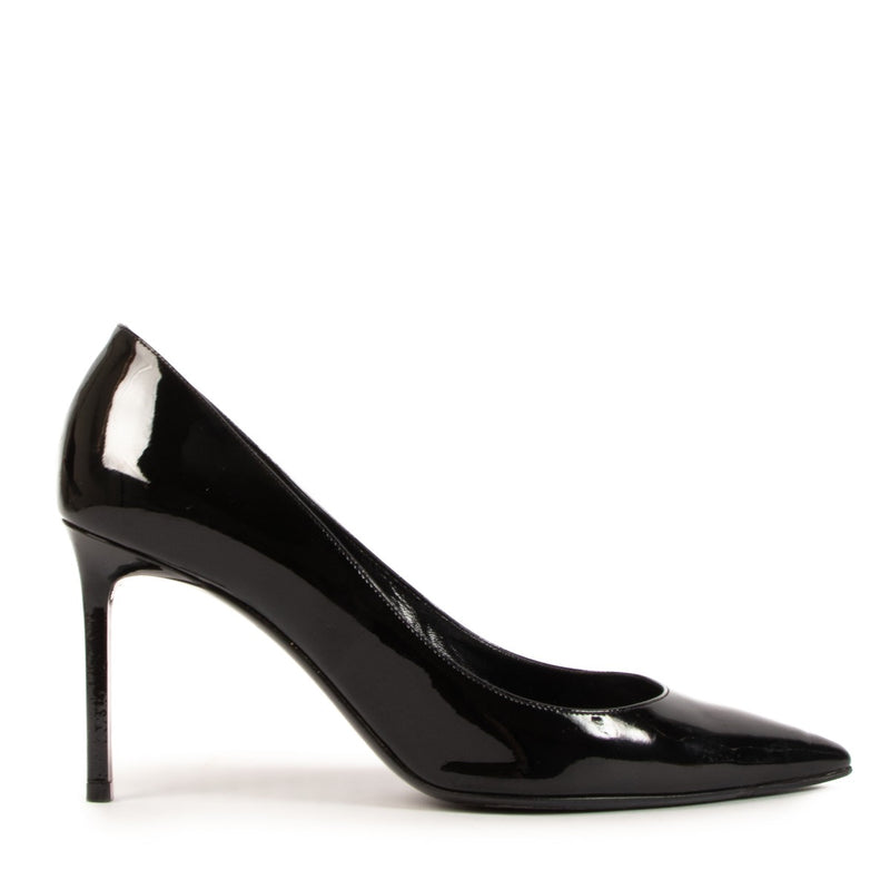 Saint Laurent Anja 85 Black Patent Leather Pumps