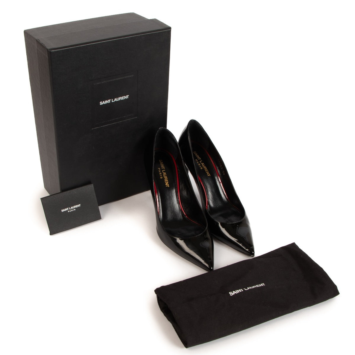 Saint Laurent Anja 85 Black Patent Leather Pumps