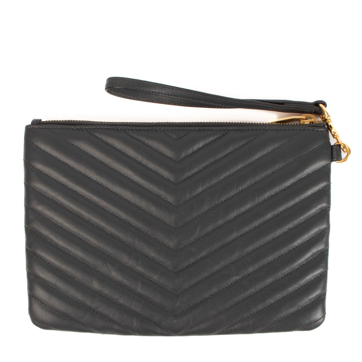 Buy an authentic Saint Laurent Grey Cassandre Matelassé Leather Tablet Pouch on LabelLov.com