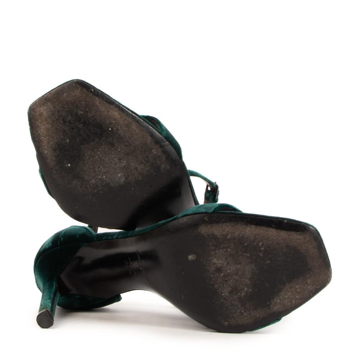 Buy authentic Saint Laurent Green Velvet Amber 105 Sandals - Size 38 1/2 on LabelLov.com