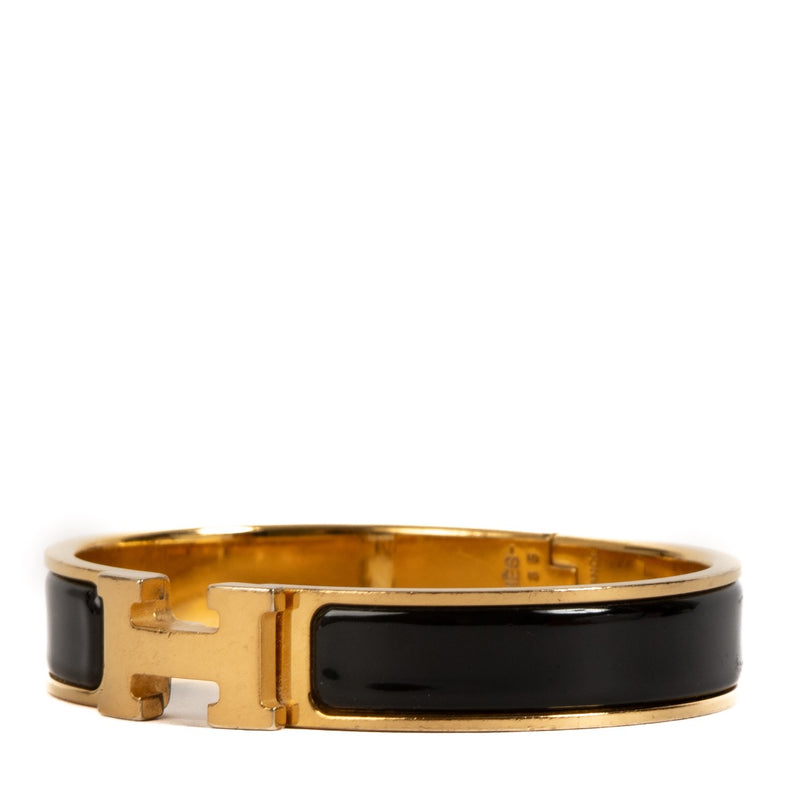 Hermès Black Clic H PM Bracelet, Hermes Black Bracelet, Hermes Black Clic H, Hermes black and gold Clic H, Hermes Bracelet, Hermes Jewelry, Hermes Preloved, Hermes Labellov, Hermes Paris
