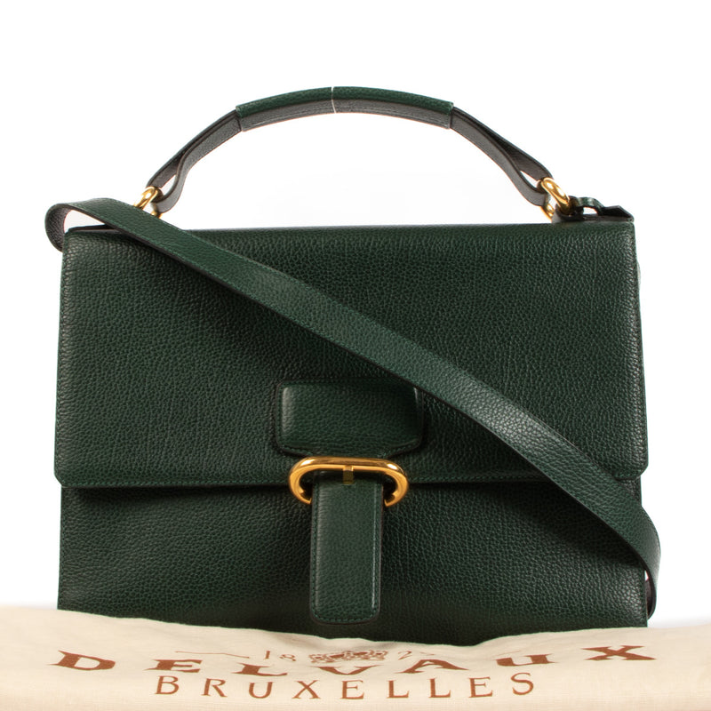 Delvaux Vintage Groen Leren Crossbody Tas
