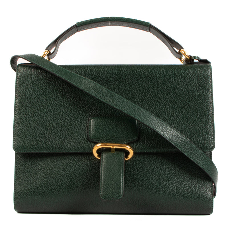 Delvaux Vintage Groen Leren Crossbody Tas