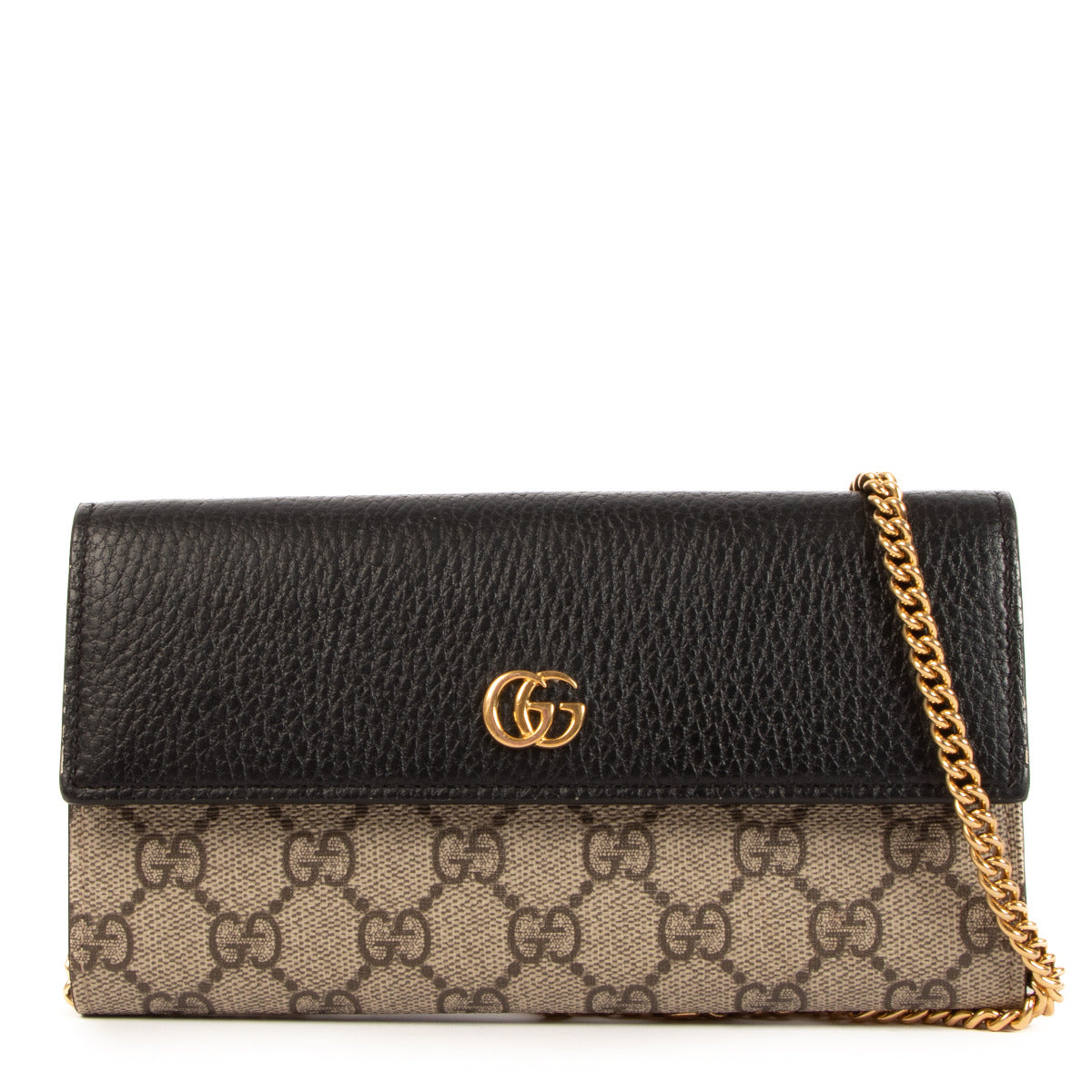 Gucci Monogram Canvas GG Marmont Chain Wallet for the best price at Labellov secondhand luxury bags and accessories.