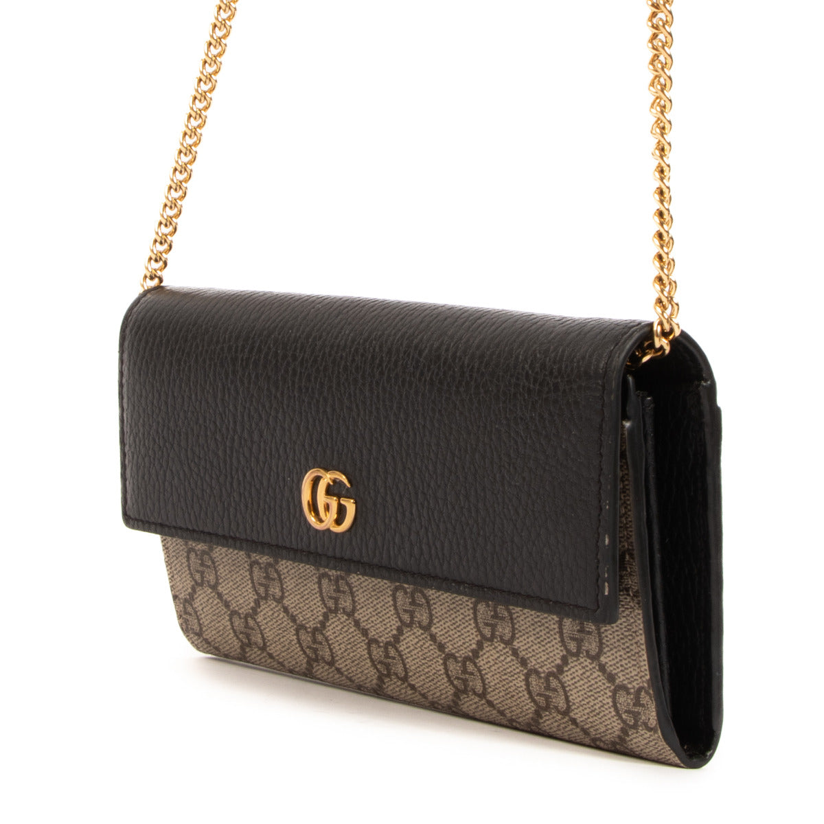 Are you looking for an authentic Gucci Monogram Canvas GG Marmont Chain Wallet? We buy and sell your authentic designer bags