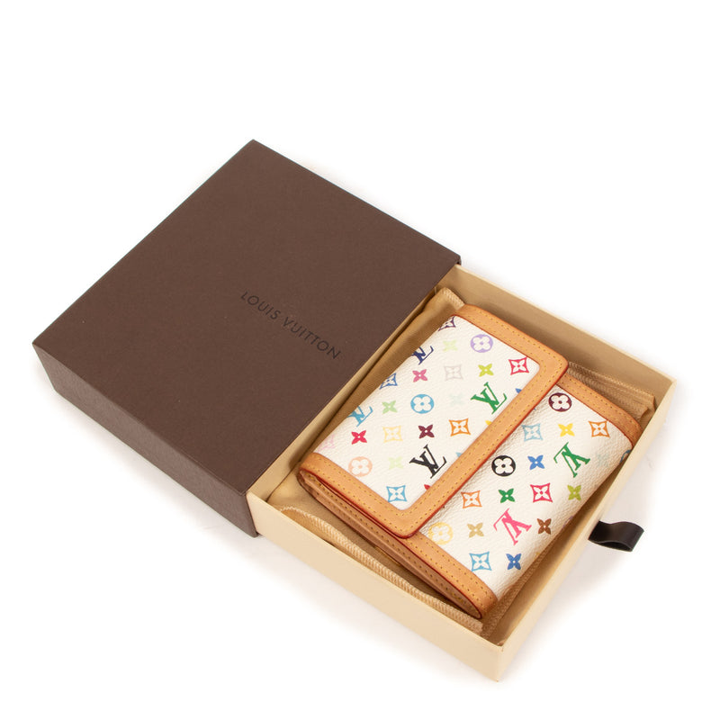 Louis Vuitton White Monogram Multicolore Tri-fold Wallet for the best price at Labellov secondhand luxury in Antwerp