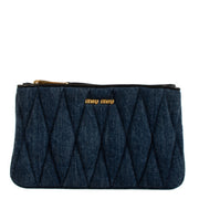 Shop safe online at Labellov in Antwerp, Brussels and Knokke this 100% authentic second hand Miu Miu Blue Denim Clutch