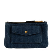 Shop safe online at Labellov in Antwerp, Brussels and Knokke this 100% authentic second hand Miu Miu Blue Denim Clutch