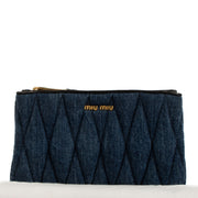 Shop safe online at Labellov in Antwerp, Brussels and Knokke this 100% authentic second hand Miu Miu Blue Denim Clutch