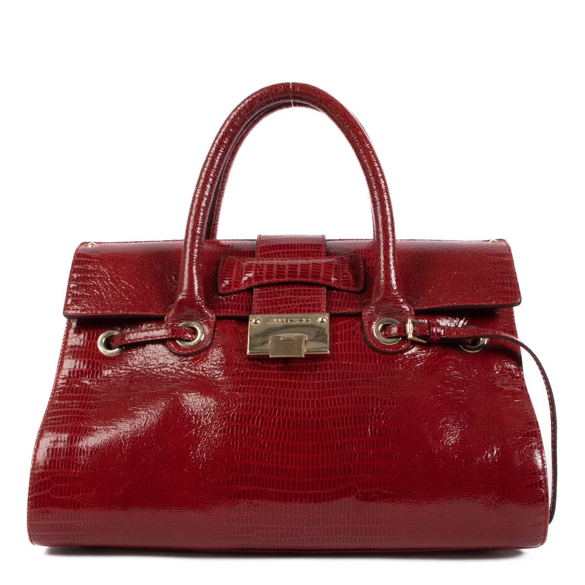 Jimmy Choo Rosalie Red Embossed Lizard Handbag