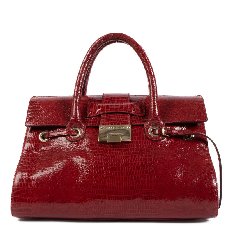 Jimmy Choo Rosalie Red Embossed Lizard Handbag