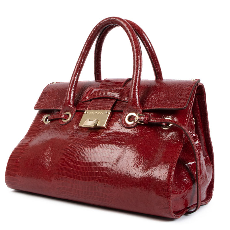 Jimmy Choo Rosalie Red Embossed Lizard Handbag