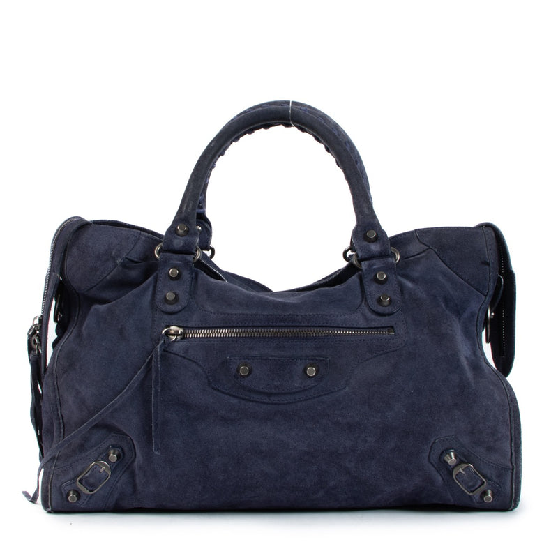 Balenciaga Blue Suede Classic City Bag