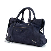 Buy an authentic Balenciaga Blue Suede City Shoulder Bag on LabelLov.com