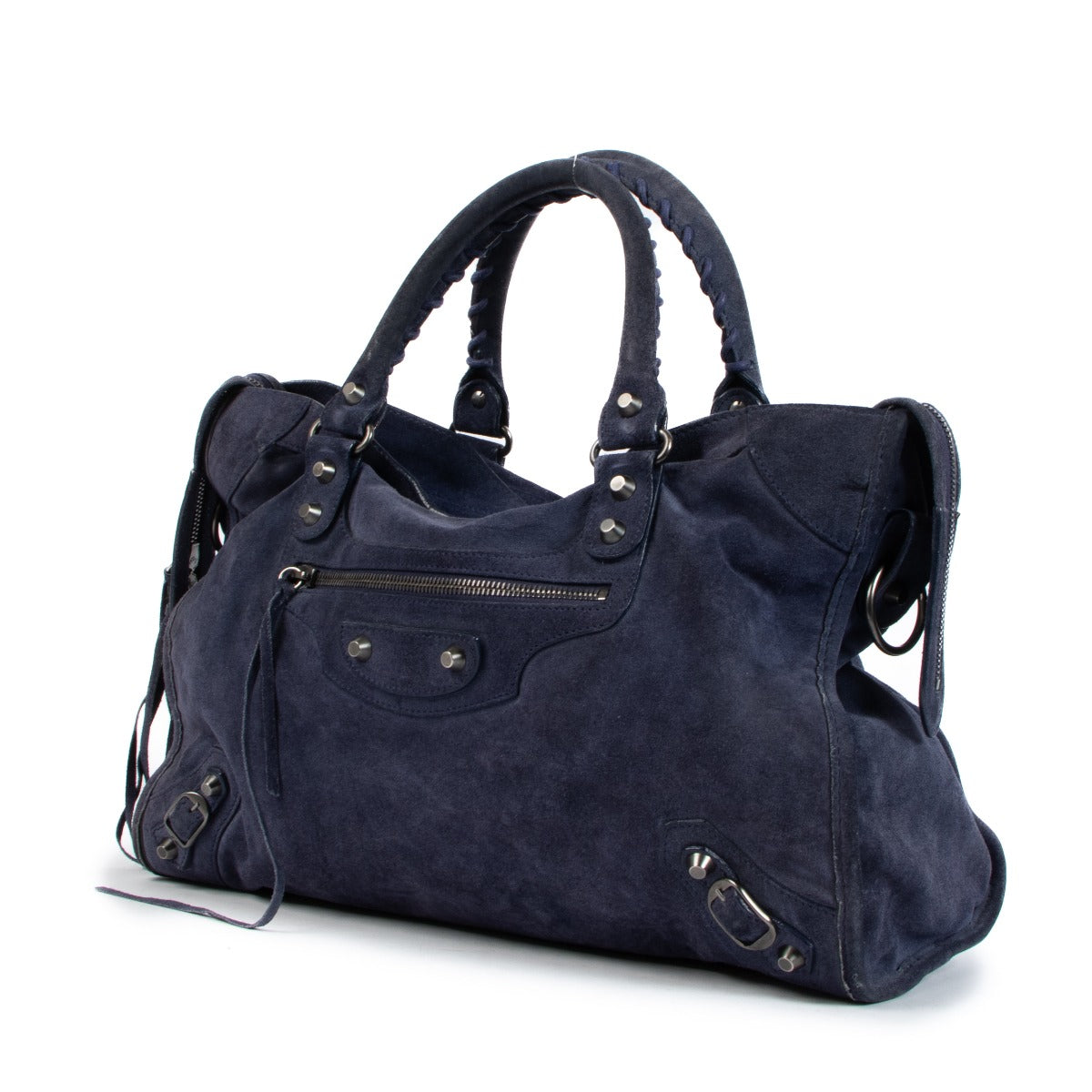 Buy an authentic Balenciaga Blue Suede City Shoulder Bag on LabelLov.com