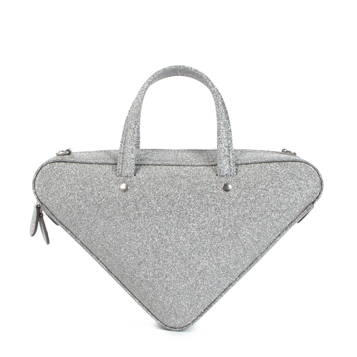 Balenciaga Silver Glitter Triangle Duffle XS Bag
