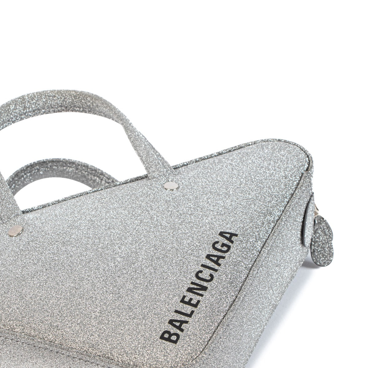 Balenciaga Silver Glitter Triangle Duffle XS Bag