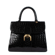 Delvaux Brillant MM Black Shiny Crocodile Vintage