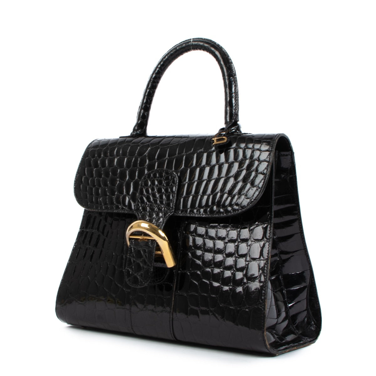 Shop safe online at Labellov in Antwerp, Brussel, Knokke this 100% authentic secondhand Delvaux Black Croco MM Brillant