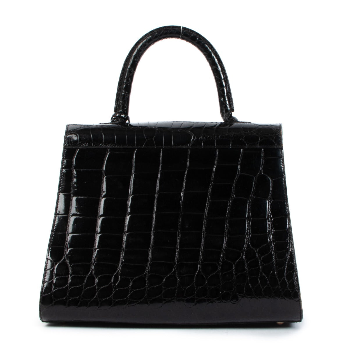 Delvaux Brillant MM Black Shiny Crocodile Vintage