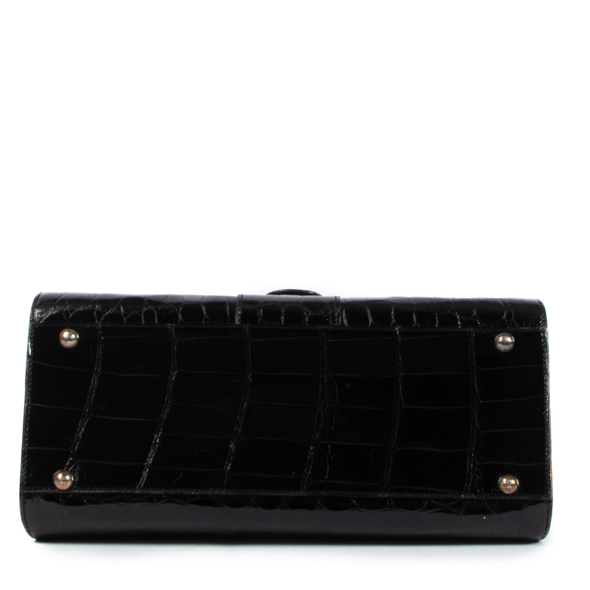 Delvaux Brillant MM Black Shiny Crocodile Vintage