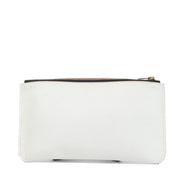 Delvaux White Grained Leather Flat Pouch