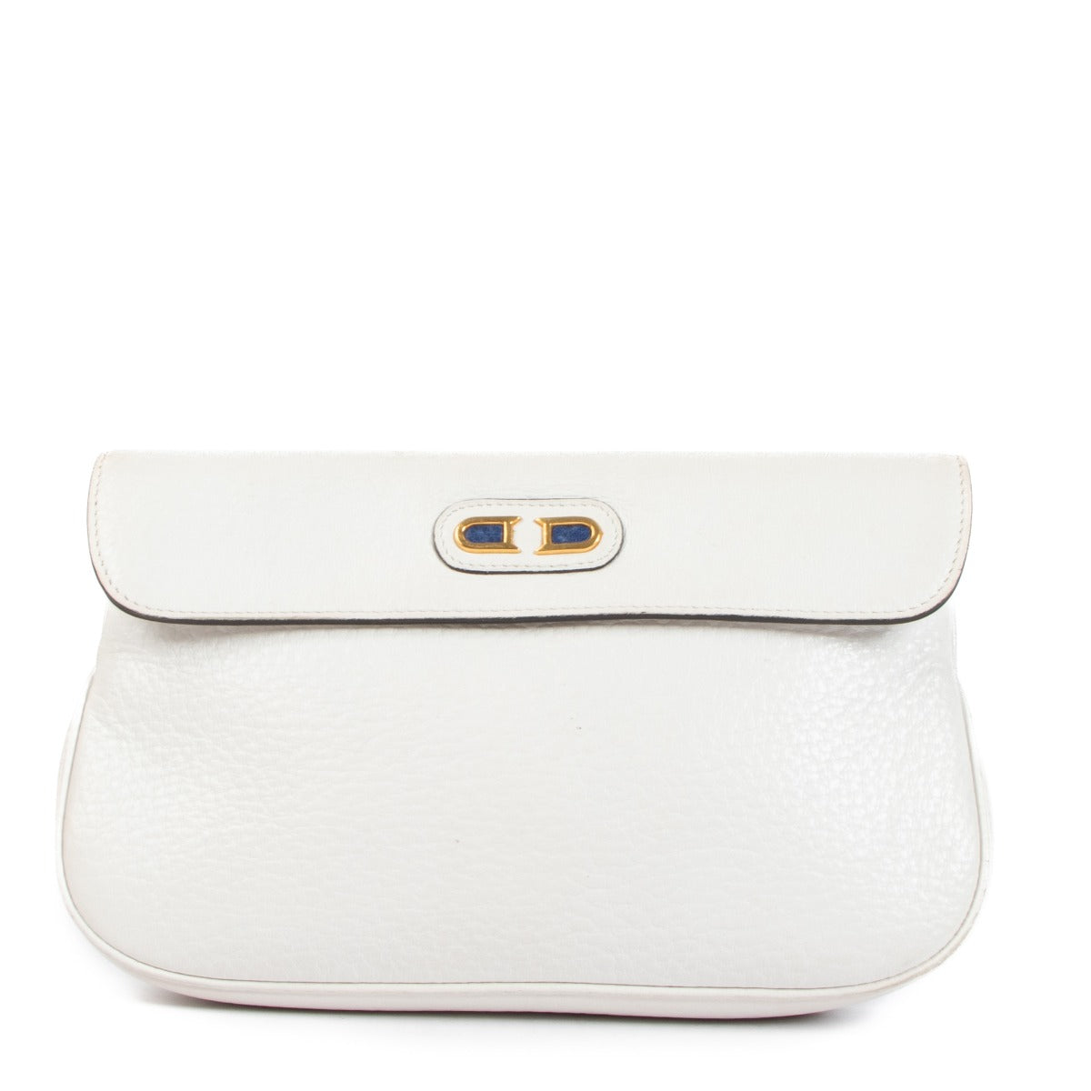 Delvaux White Grained Leather Pouch