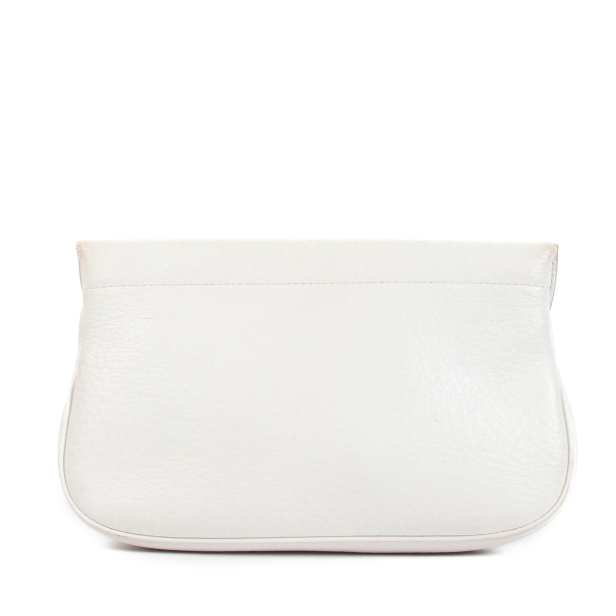 Delvaux White Grained Leather Pouch