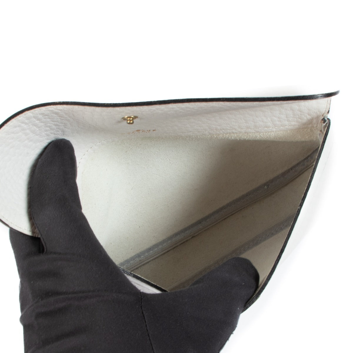 Pochette Delvaux en cuir grainé blanc