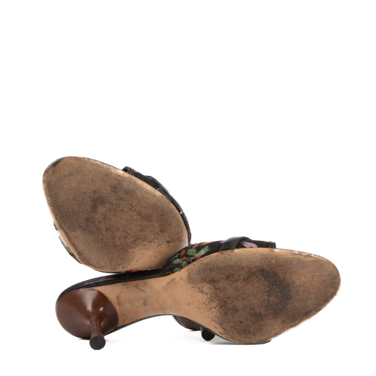 Sandales mules en toile noire Flora et bambou Gucci - taille 38