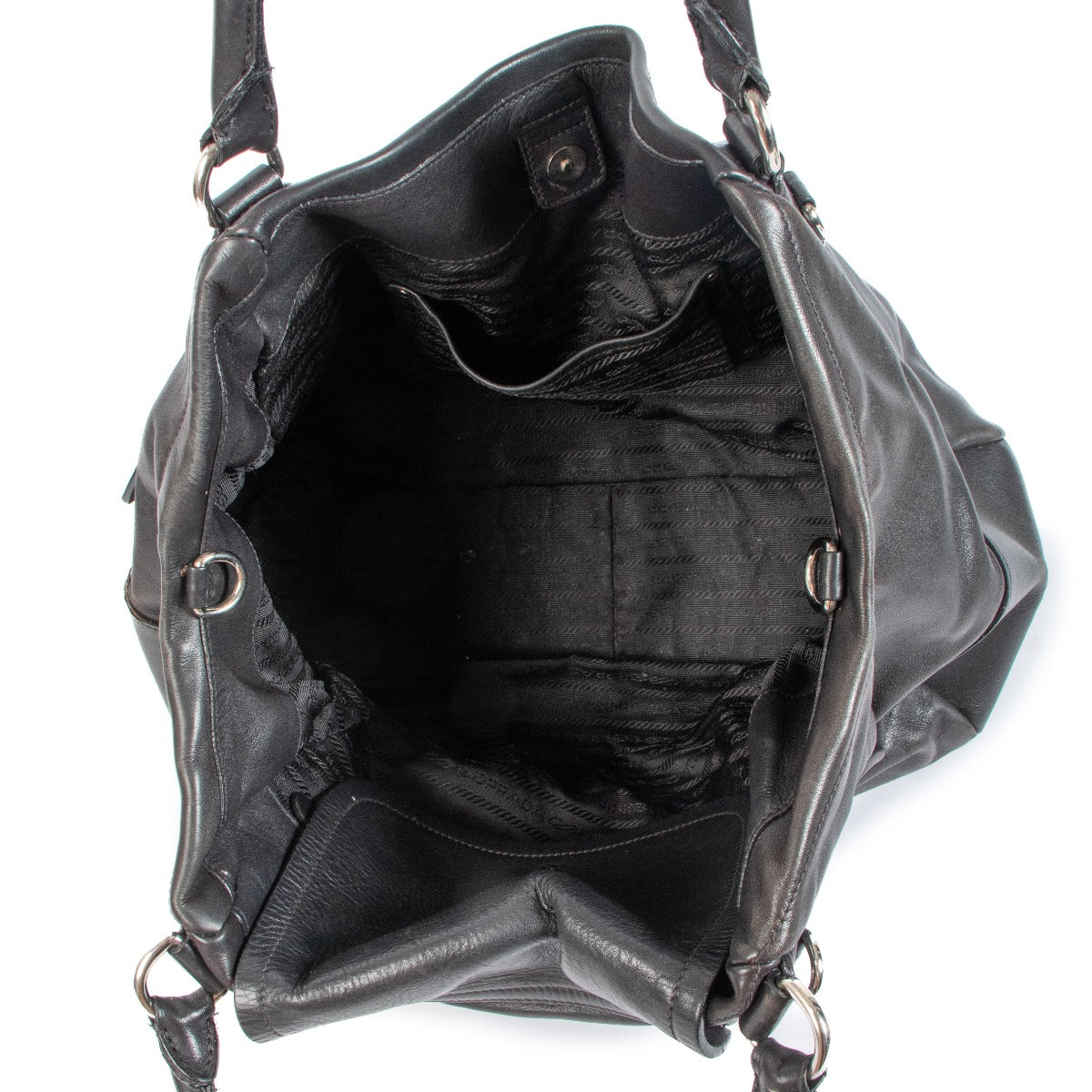 Prada Zwarte Soft Calf Hobo Tas
