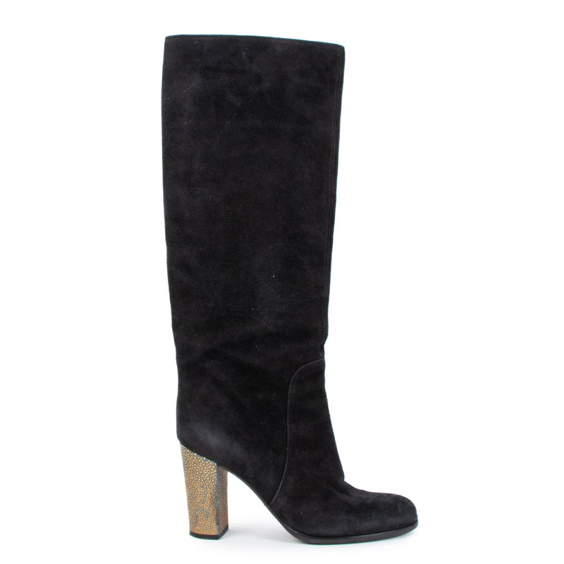 Buy authentic Sergio Rossi Black Suede Knee-high Boots on LabelLov.com