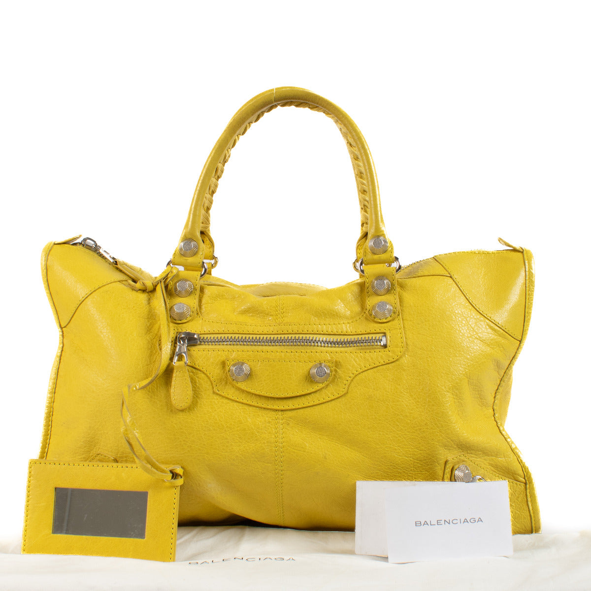 Sac Balenciaga Arena Giant Work jaune curry