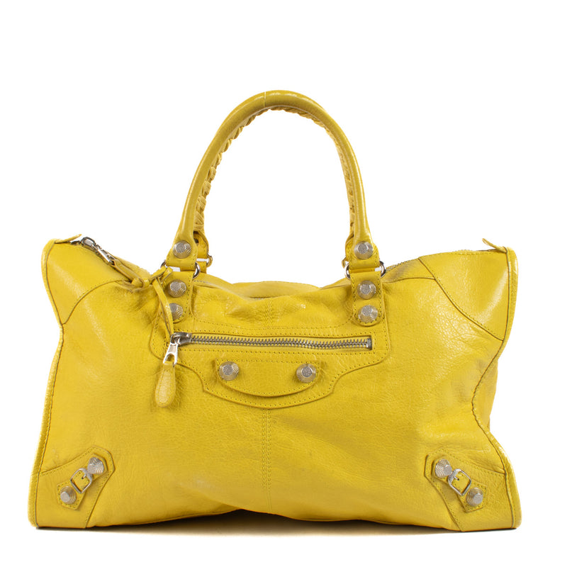 Balenciaga Curry Yellow Arena Giant Work Bag for the best price at Labellov secondhand luxury