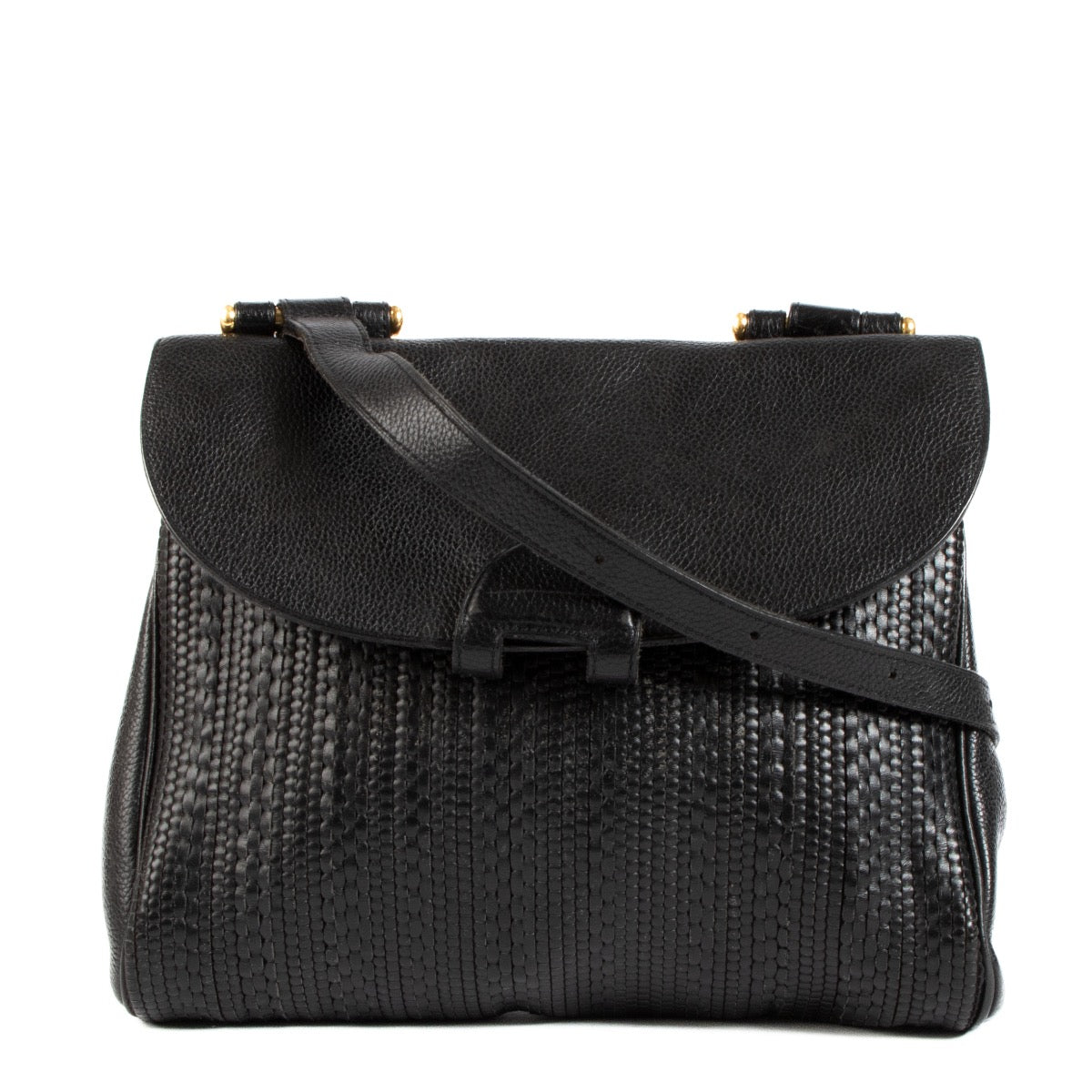 shop 100% authentic second hand Delvaux Black Toile De Cuir Chablis Crossbody Bag on Labellov.com