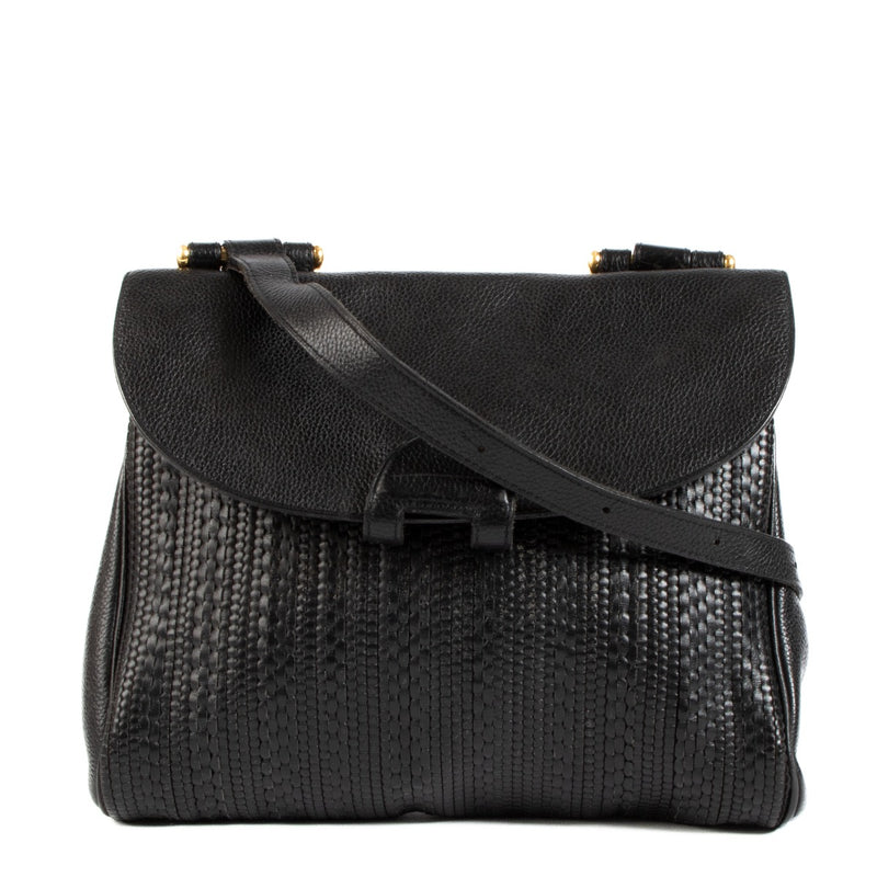 shop 100% authentic second hand Delvaux Black Toile De Cuir Chablis Crossbody Bag on Labellov.com
