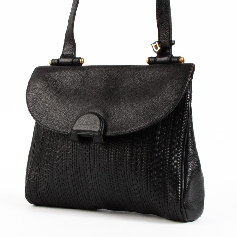 shop 100% authentic second hand Delvaux Black Toile De Cuir Chablis Crossbody Bag on Labellov.com