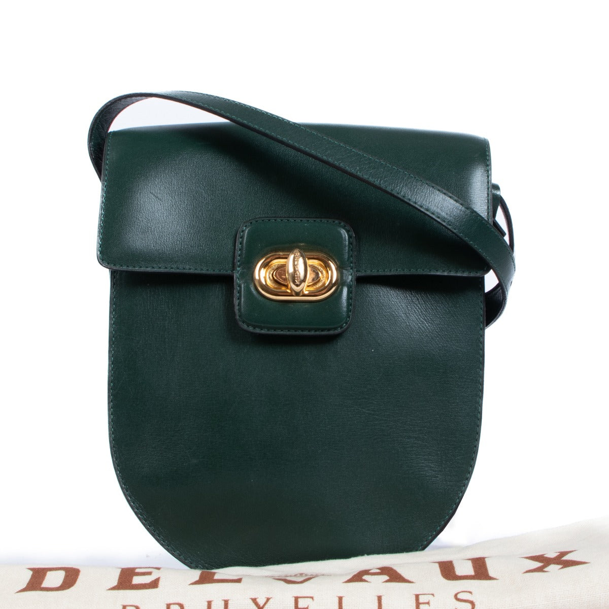 shop authentic second hand Delvaux Green Turnlock Crossbody Bag on Labellov.com