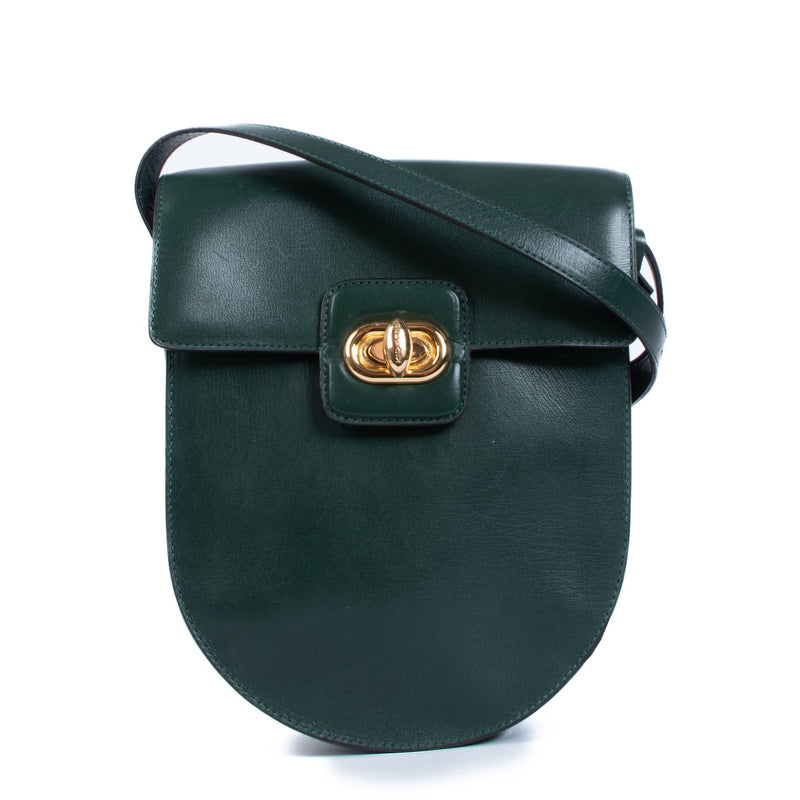 shop authentic second hand Delvaux Green Turnlock Crossbody Bag on Labellov.com
