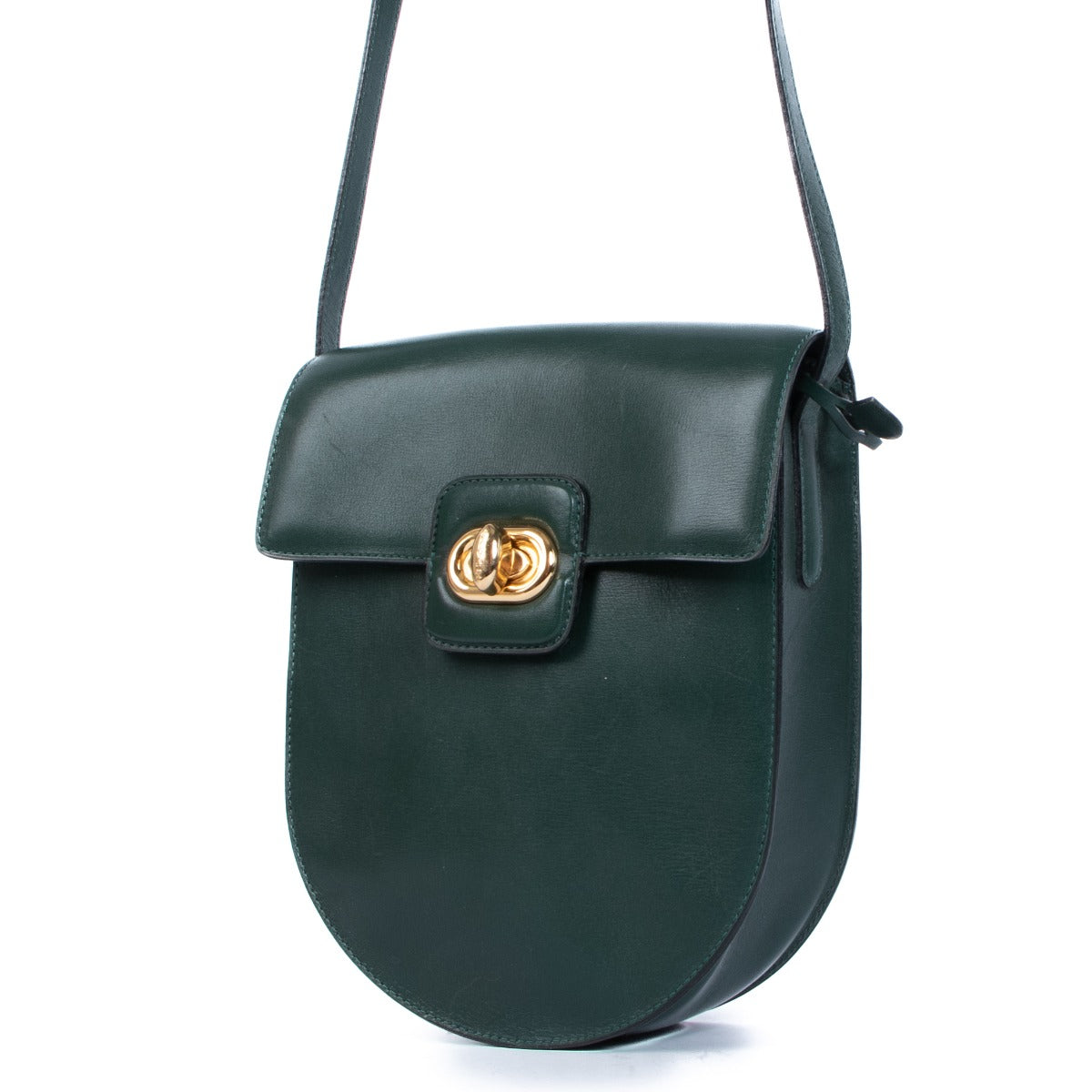 shop authentic second hand Delvaux Green Turnlock Crossbody Bag on Labellov.com