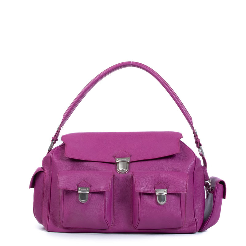 shop authentic second hand Delvaux Purple Goatskin Coquin Poche Bag on Labellov.com