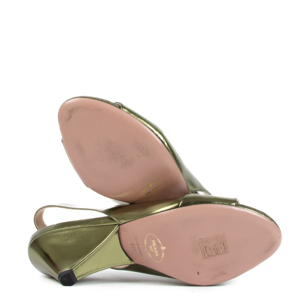 Prada Metallic Green Slingback Pumps - Size 39 1/2