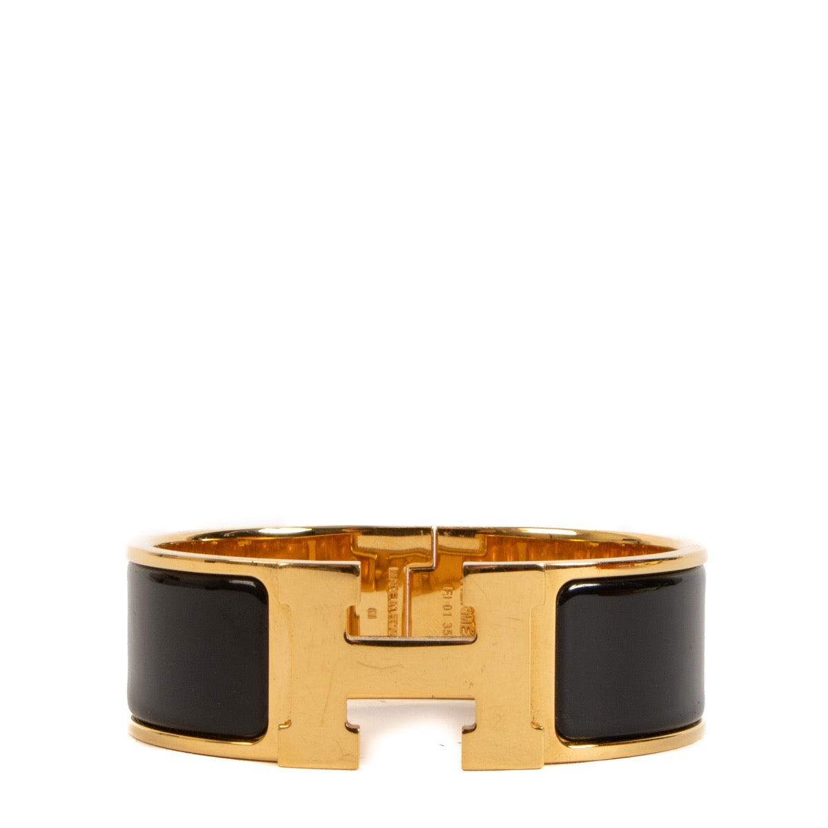 Shop safe online at Labellov in Antwerp, Brussels and Knokke this 100% authentic second hand Hermès Clic Clac H Black Bracelet