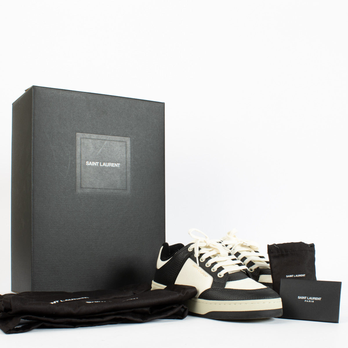Saint Laurent SL/61 Leather Sneakers in Black & White