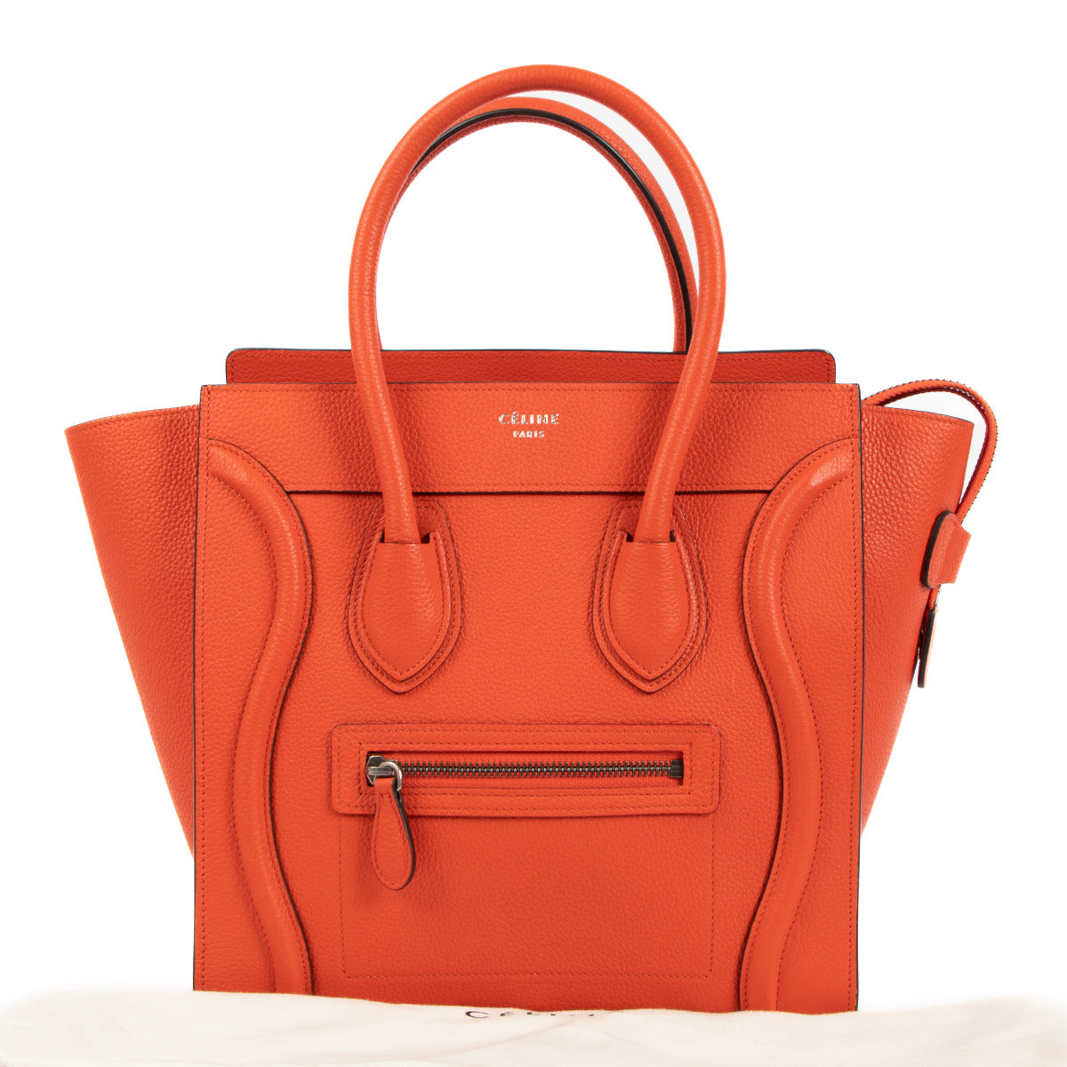 Celine Orange Calfskin Micro Luggage Bag